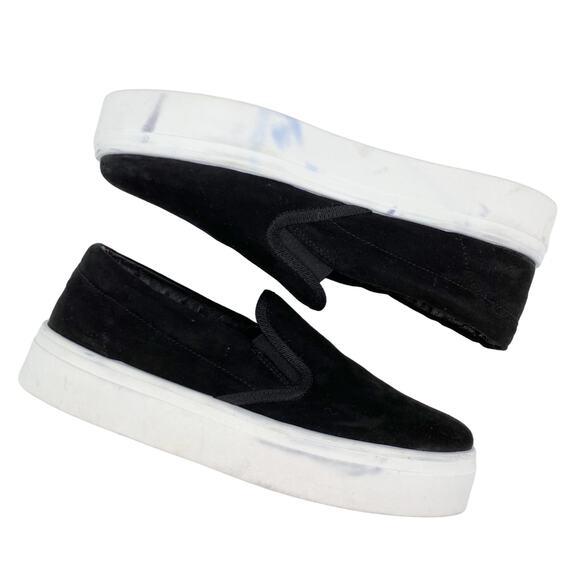 Topshop Black Suede Platform Sneakers Size 38 Slip On Made In Italy - Picture 5 of 6